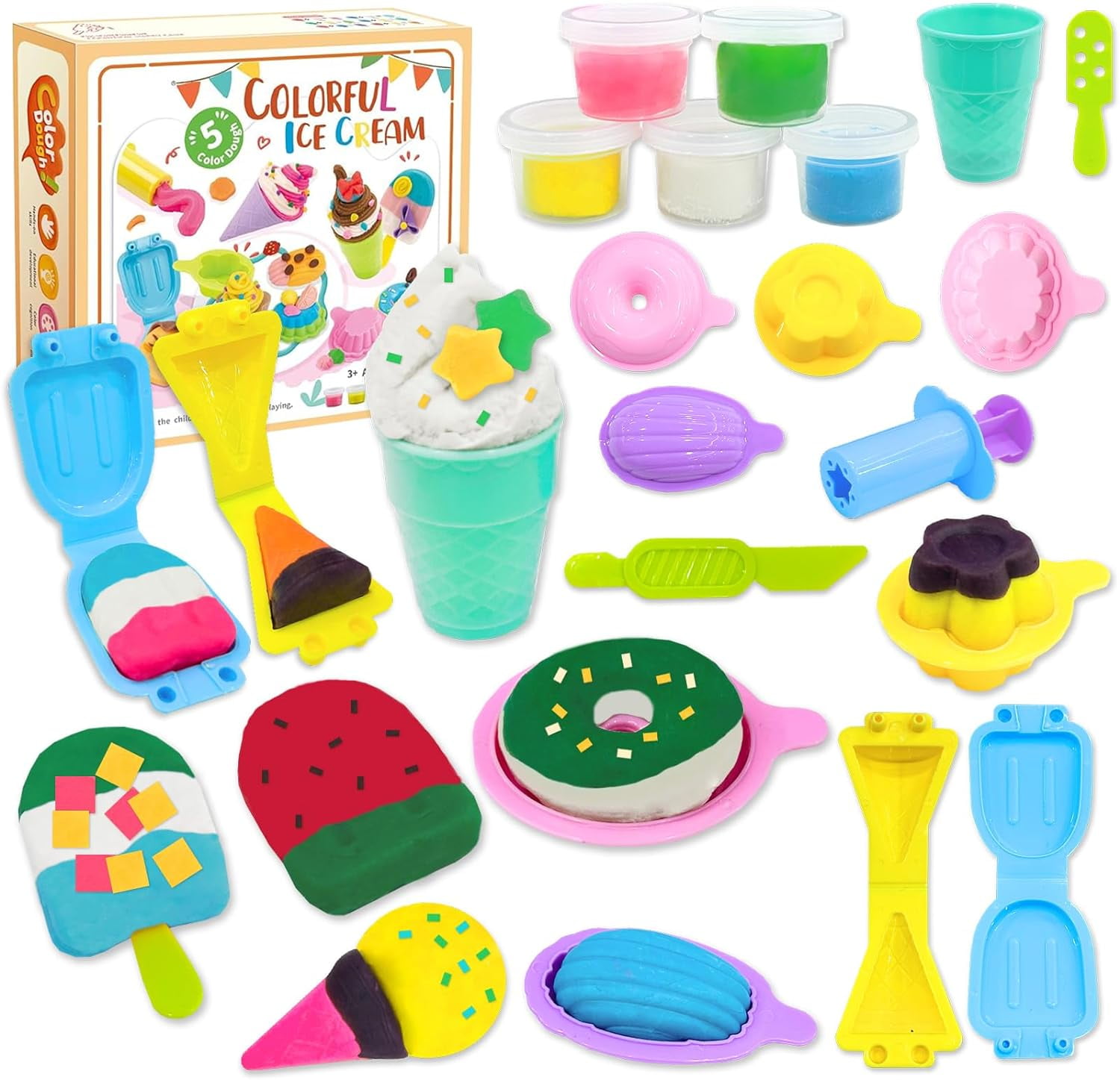 Ice Cream Toys Set Color Dough, Kitchen Creations Tools Kit, Food
