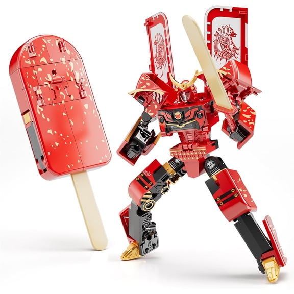 Ice Cream Transforming Toy, 2 in 1 Popsicle Transform into Robot Action Figure, DIY Transformation Figure Toys for Kids & Adults,Novelty Toys for Boys Party Favors Gift