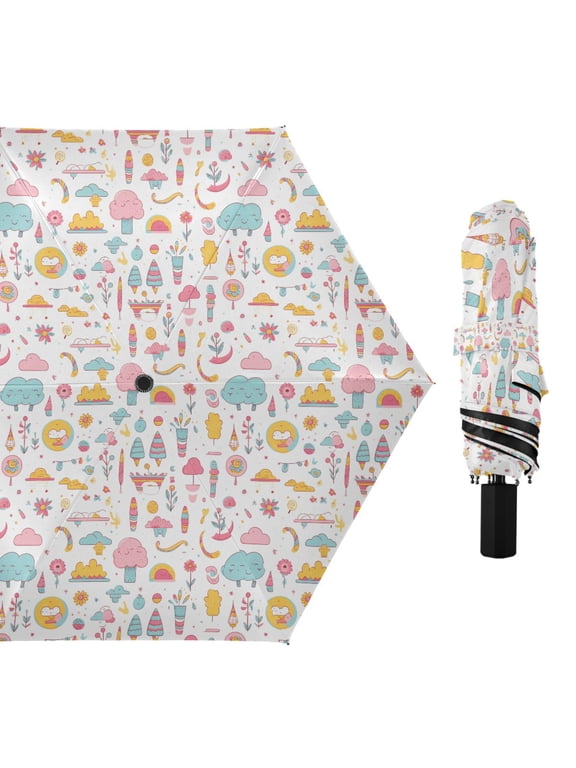 Ice Cream Tree Cloud Compact Sun Umbrella Windproof Travel Umbrellas for Rain Strong Portable UV Protection