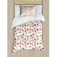 thumbnail image 1 of Ice Cream Twin Size Duvet Cover Set, Cartoon Style Cones with Vibrant Colored Creamy Scoops and Popsicles Sweet Tooth, Decorative 2 Piece Bedding Set with 1 Pillow Sham, Multicolor, by Ambesonne, 1 of 3