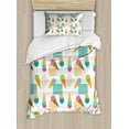 thumbnail image 1 of Ice Cream Twin Size Duvet Cover Set, Pattern in Scandinavian Style Cones with Colorful Scoops and Geometric Design, Decorative 2 Piece Bedding Set with 1 Pillow Sham, Multicolor, by Ambesonne, 1 of 3