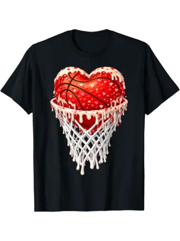 Ice Cream Valentines Day Heart Basketball Drip Boy Girl Kids T-Shirt