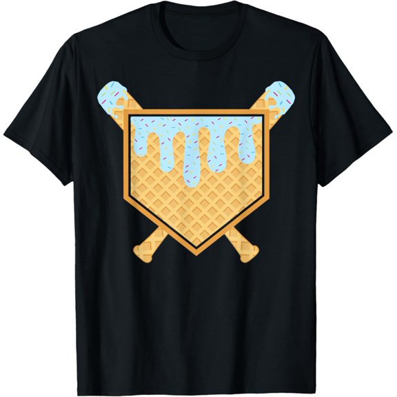 Ice Cream Waffle Cone Baseball Bat Sports T-Shirt