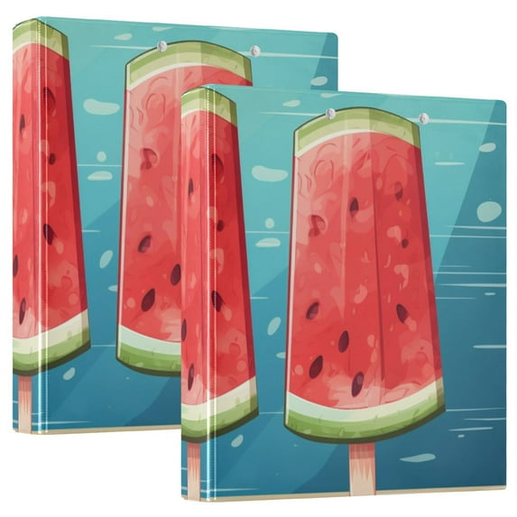 Ice Cream Watermelon 3 Ring Binders 1.5 inch Hardcover File Folders with Interior Pockets A4 Size Organizer for School Office Hospital Set of 2