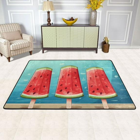Ice Cream Watermelon Area Rug Washable 72 x 48 Floor Carpet Mat Non Slip for Bedroom Living Room Kids Room Home Decor
