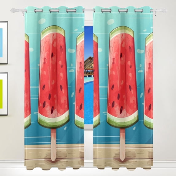 Ice Cream Watermelon Black Out Curtains 84 Inch Length for Bedroom Living Room Windows 2 Panels Set