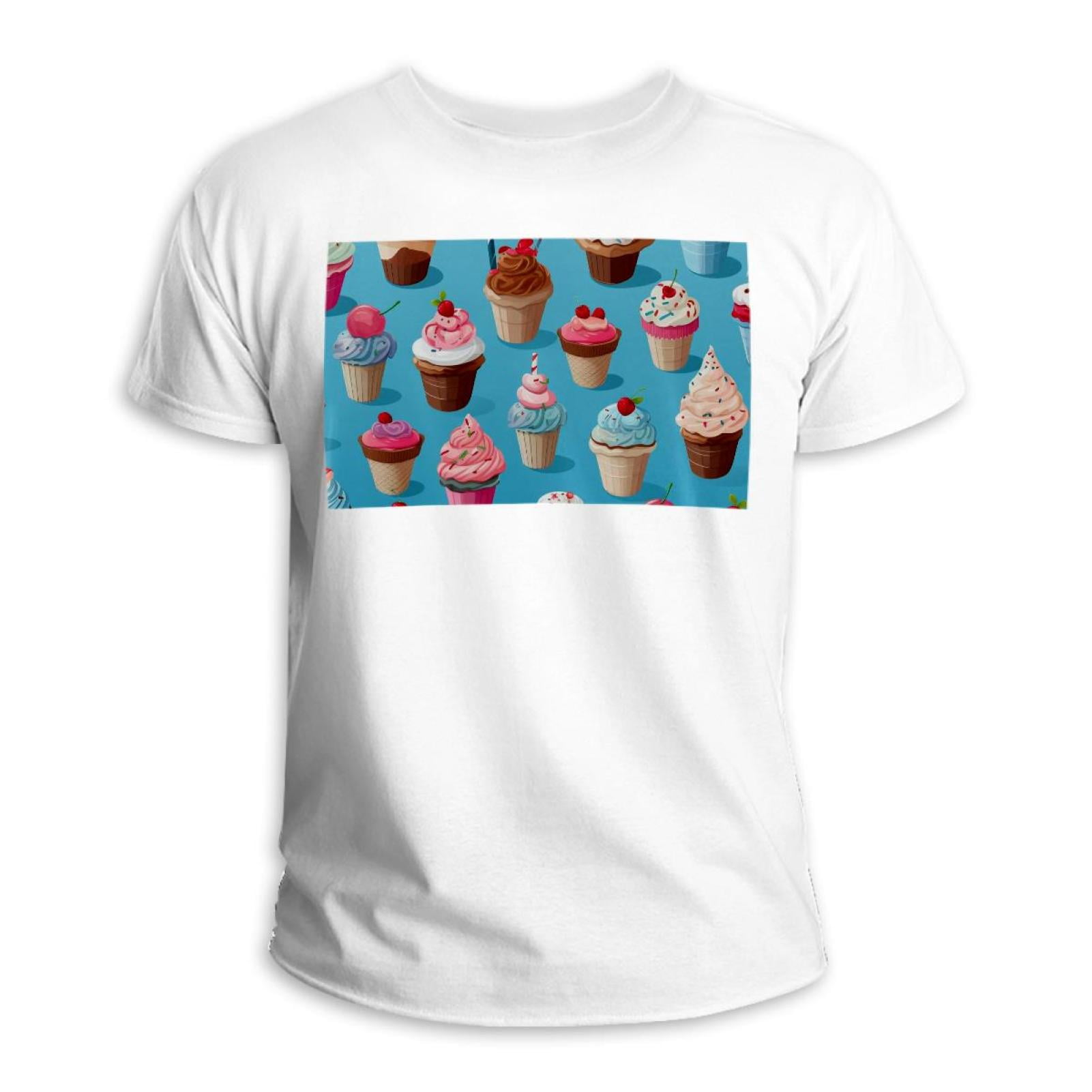 Ice Cream White 100 Cotton Classic Men's TShirt Comfortable Short