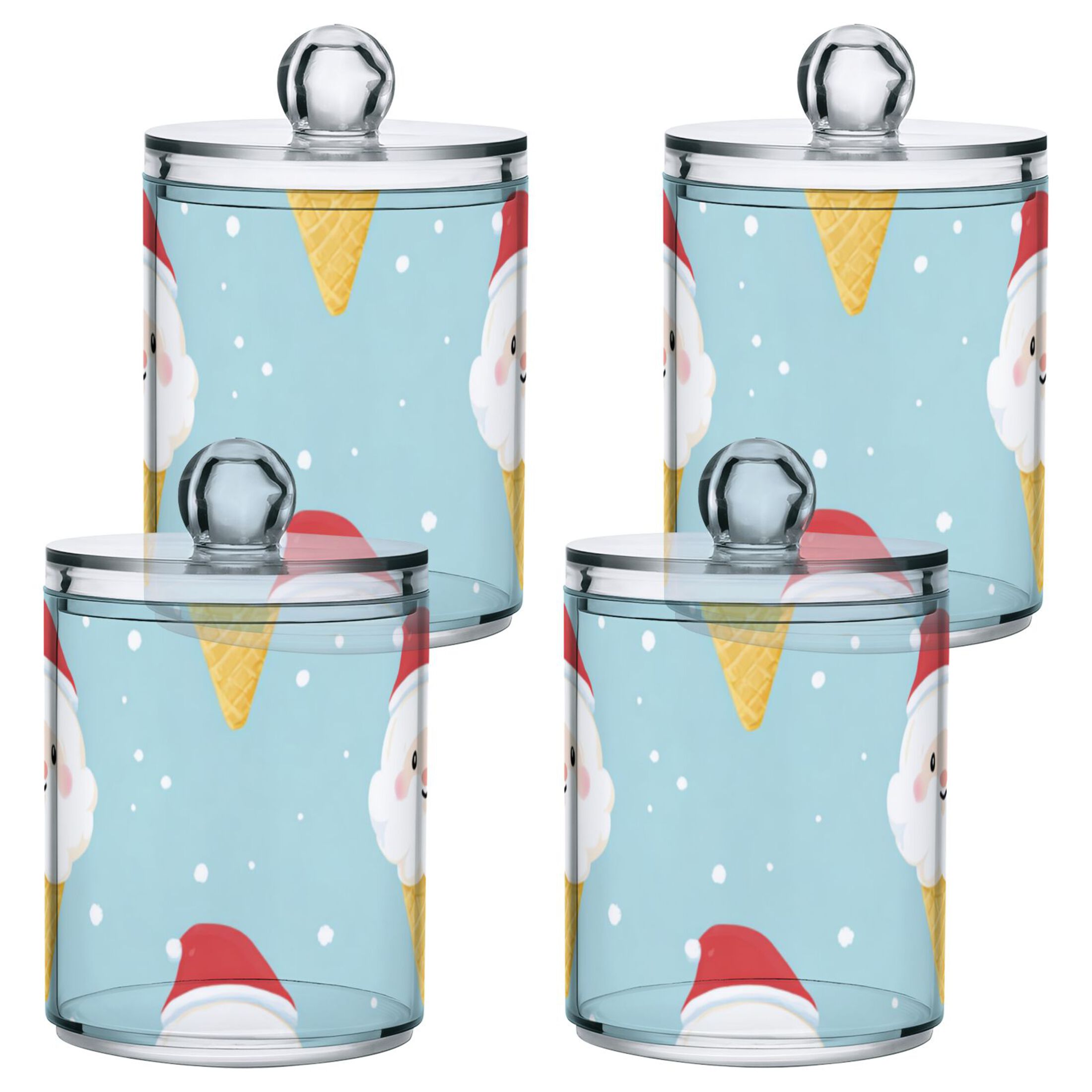 Ice Cream with Santa Face Dots Christmas Translucent Plastic Cans ...