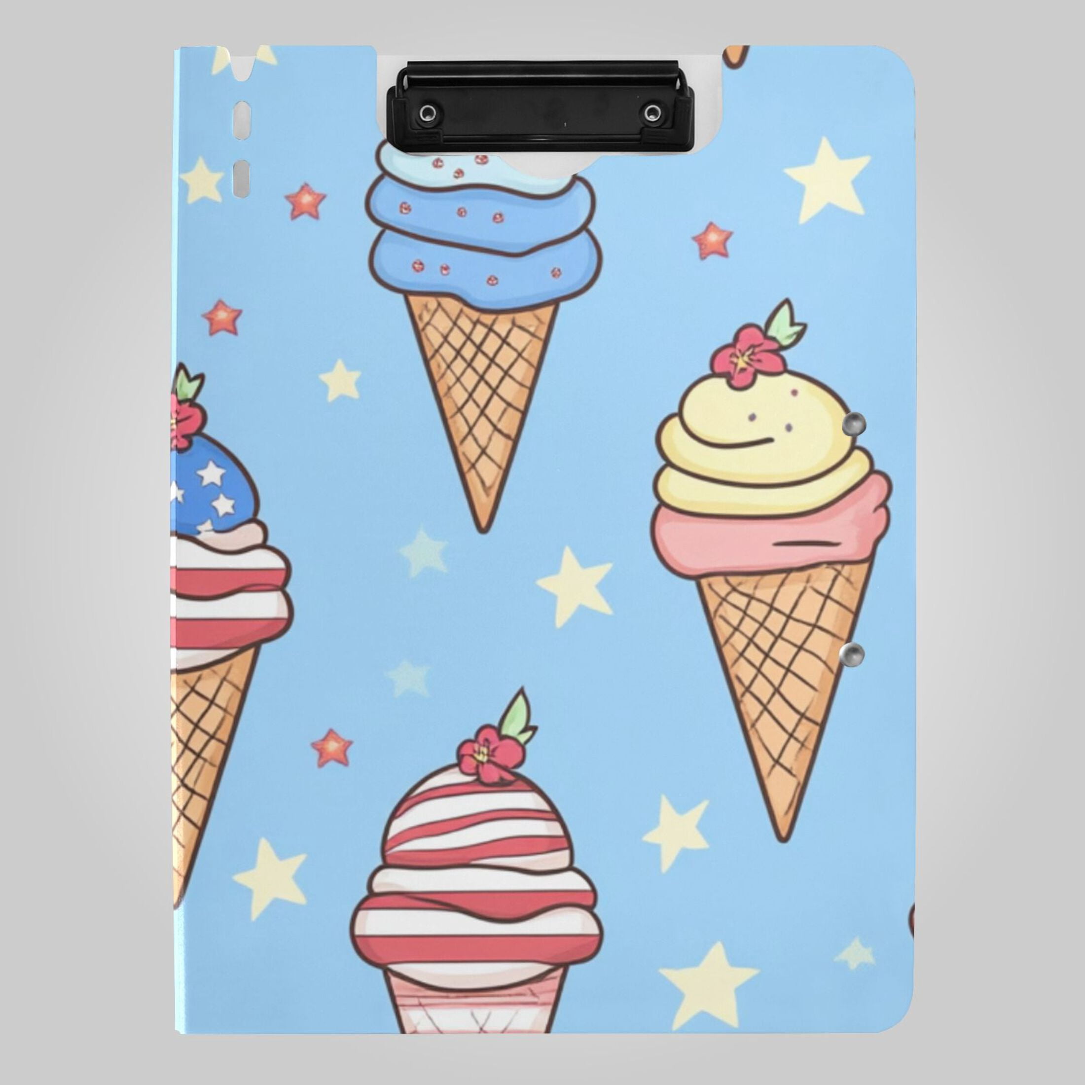 Ice Creams with Stars and Stripes Foldable Binder Folder Clipboard with ...