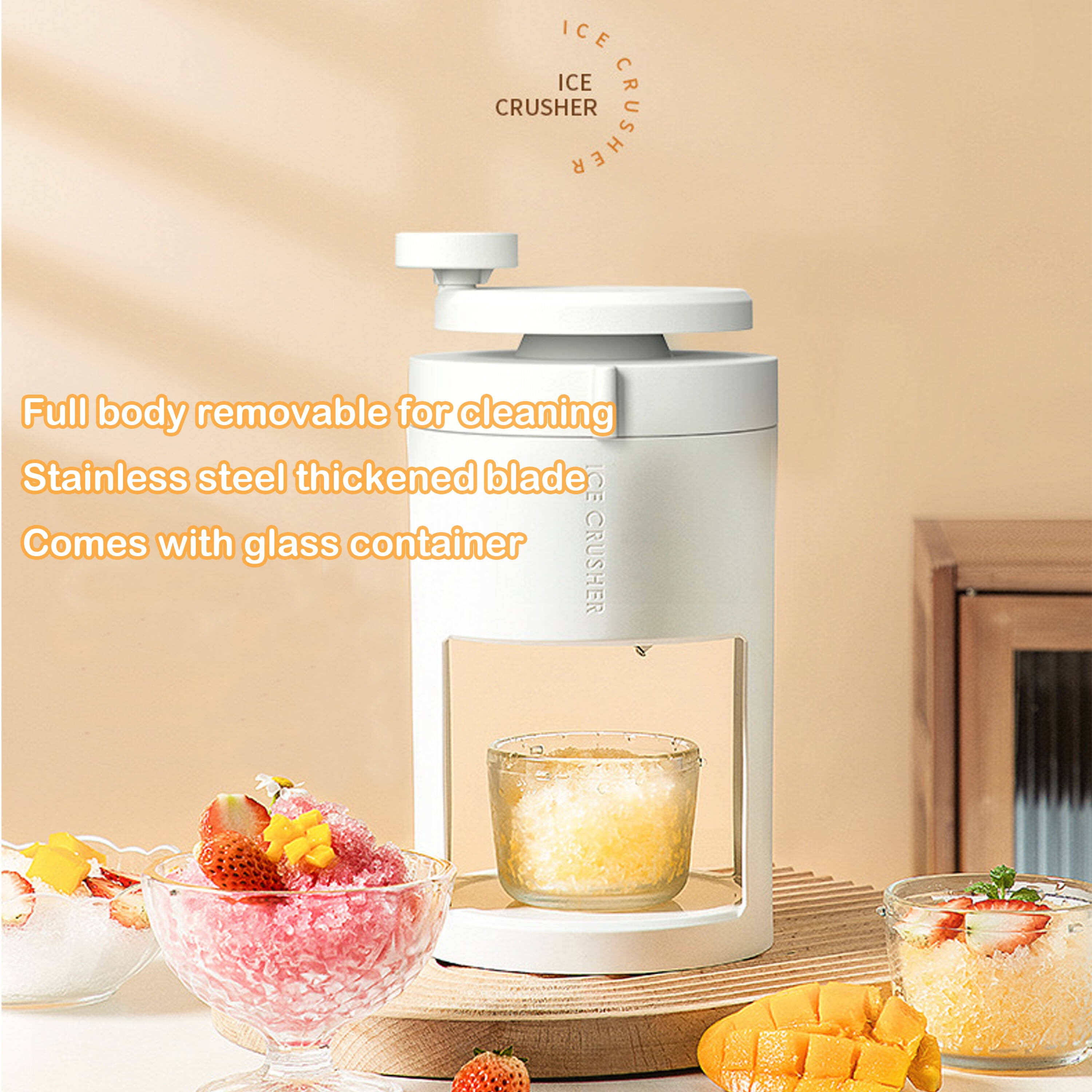 Ice Crusher Ice Shaver Crusher Snow Cone Maker Machine with Glass Bowl ...