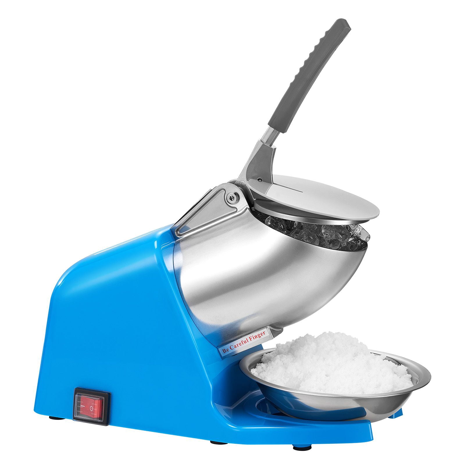 Ice Crusher Machine 286 lbs/h, 300W, 4 Stainless Steel Blades, 2000 RPM, Blue, for Home Commercial Shaved Ice Snow Cones