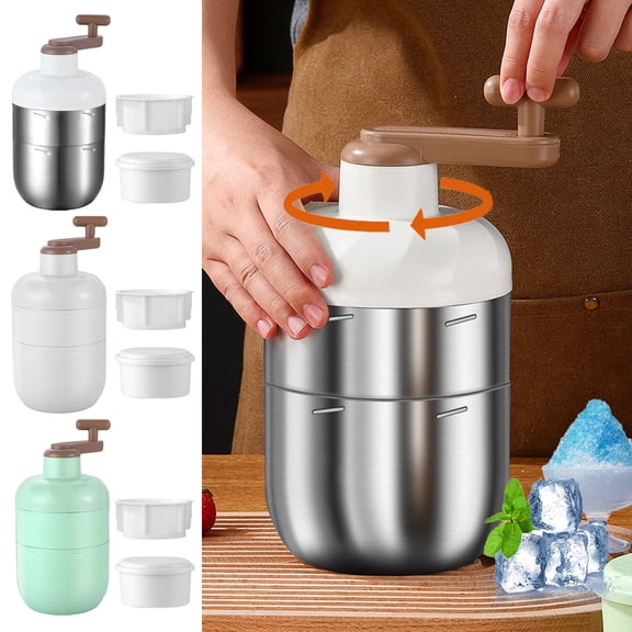 Ice Crusher Manual Rotary Ice Shaver, Hand-cranked Stainless Steel Blade Kitchen Appliance for Slushies and Cocktails, Portable Countertop Tool for Home or Commercial Use, Topliu