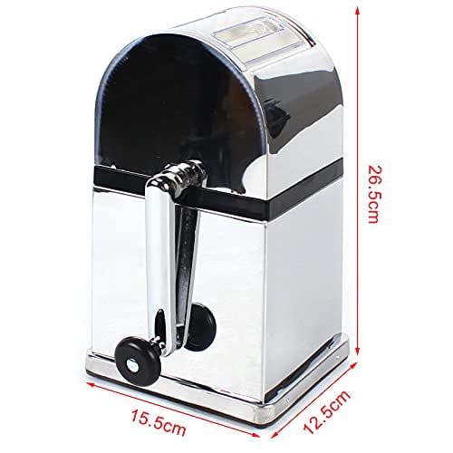 Ice Crusher Manual,Stainless Steel Household Ice Crusher Shaver for Quick Coarse,Shave or Fine Crushing of Chips Snow Cone or Slush,Hand Crank Operated Ice Crusher