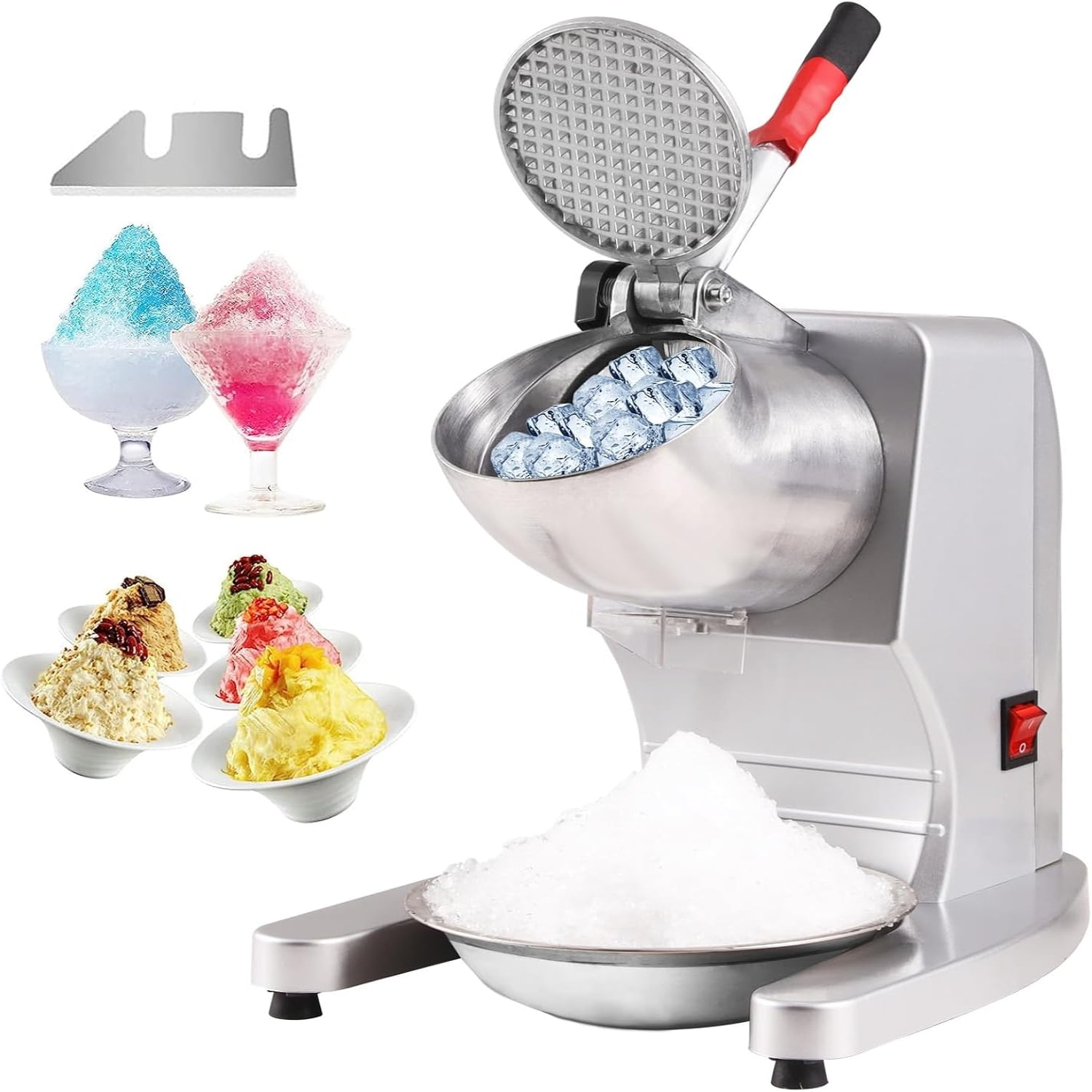 Ice Crushers Machine 220lbs Per Hour Electric Snow Cone Maker with 4