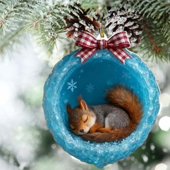 Ice Crystal Cave Animal Ornaments - 2D Acrylic Winter Forest Animal Ornaments, Ice Crystal Cave Creatures Christmas Tree Hanging Decorations