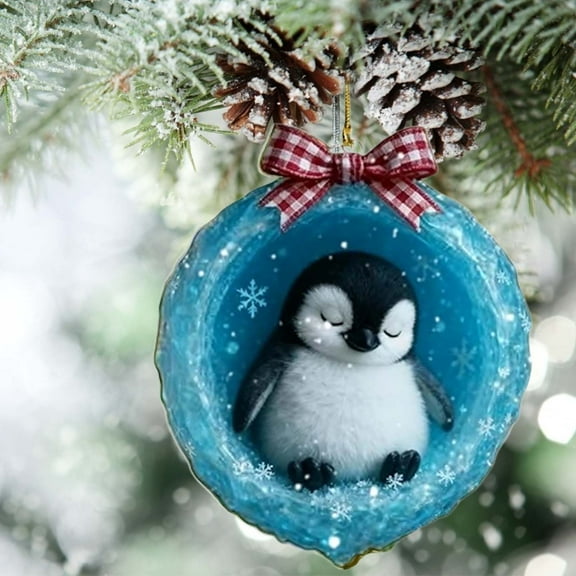 Ice Crystal Cave Animal Ornaments - 2D Acrylic Winter Forest Animal Ornaments, Ice Crystal Cave Creatures Christmas Tree Hanging Decorations