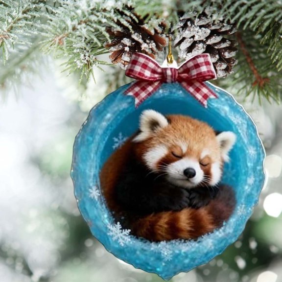 Ice Crystal Cave Animal Ornaments - 2D Acrylic Winter Forest Animal Ornaments, Ice Crystal Cave Creatures Christmas Tree Hanging Decorations