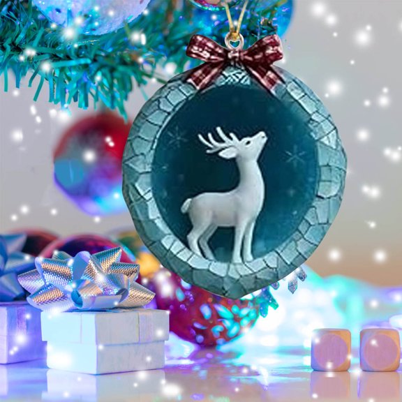 Ice Crystal Cave Animal Ornaments - 2D Acrylic Winter Forest Animal Ornaments, Ice Crystal Cave Creatures Christmas Tree Hanging Decorations
