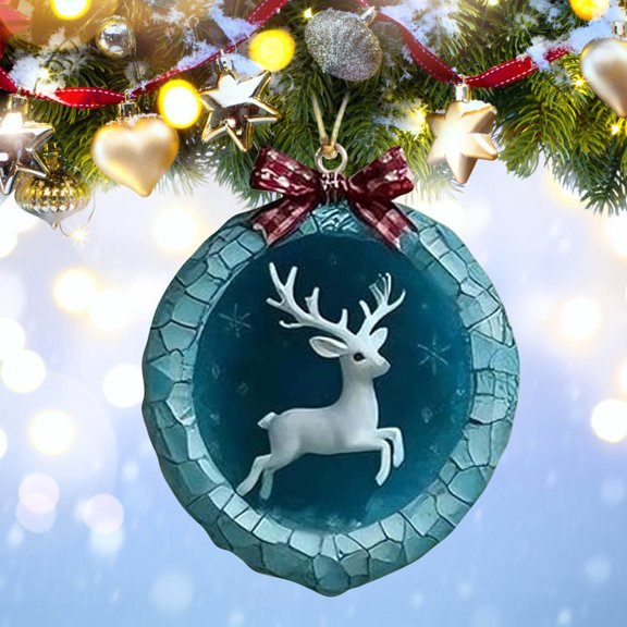 Ice Crystal Cave Animal Ornaments - 2D Acrylic Winter Forest Animal Ornaments, Ice Crystal Cave Creatures Christmas Tree Hanging Decorations