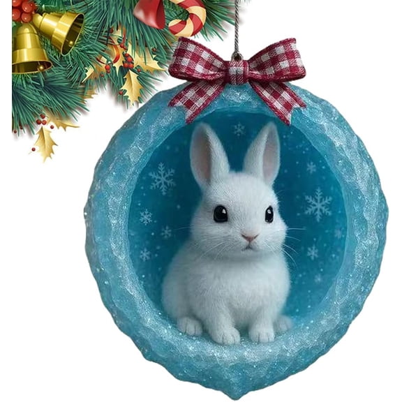 Ice Crystal Cave Animal Ornaments, Handmade ICY Cave Forest Animals Christmas Ornaments, Charming Creature Figurine for Christmas Tree Hanging, Xmas Holiday Decor Gift for Family Friends (Arctic Fox)