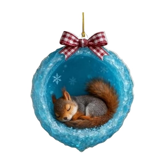 Ice Crystal Cave Ornaments, Winter Forest Animal Ornaments Set, 2D Acrylic Cave Creatures Decor, Christmas Tree Ornaments for Indoor Arrangement, Holiday Party Favor, Mantel Display for Akmoler