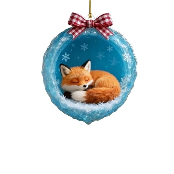 Ice Crystal Cave Ornaments, Winter Forest Animal Ornaments Set, 2D Acrylic Cave Creatures Decor, Christmas Tree Ornaments for Indoor Arrangement, Holiday Party Favor, Mantel Display for Akmoler