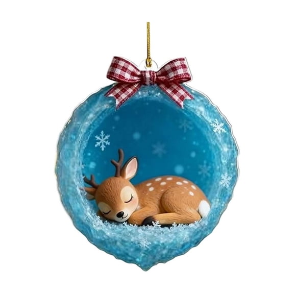 Ice Crystal Cave Ornaments, Winter Forest Animal Ornaments Set, 2D Acrylic Cave Creatures Decor, Christmas Tree Ornaments for Indoor Arrangement, Holiday Party Favor, Mantel Display for Akmoler