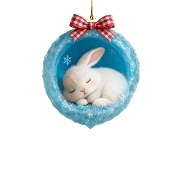 Ice Crystal Cave Ornaments, Winter Forest Animal Ornaments Set, 2D Acrylic Cave Creatures Decor, Christmas Tree Ornaments for Indoor Arrangement, Holiday Party Favor, Mantel Display for Akmoler