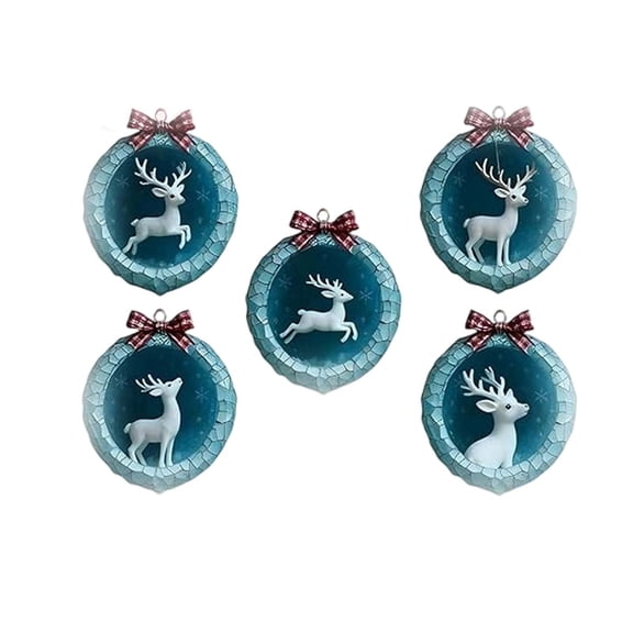 Ice Crystal Cave Ornaments, Winter Forest Animal Ornaments Set, 2D Acrylic Cave Creatures Decor, Christmas Tree Ornaments for Indoor Arrangement, Holiday Party Favor, Mantel Display for Akmoler