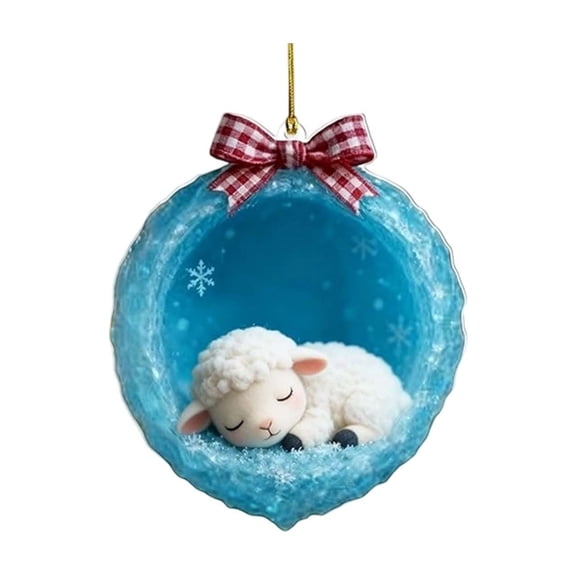 Ice Crystal Cave Ornaments, Winter Forest Animal Ornaments Set, 2D Acrylic Cave Creatures Decor, Christmas Tree Ornaments for Indoor Arrangement, Holiday Party Favor, Mantel Display for Akmoler