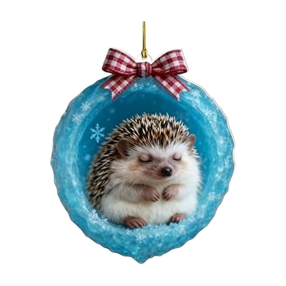 Ice Crystal Cave Ornaments Winter Forest Animals, 2D Acrylic Christmas Tree Ornaments with Snowflake Accents, Holiday Decor for Mantel Display, Tabletop Winter Wonderland Scene, Front Door Akmoler