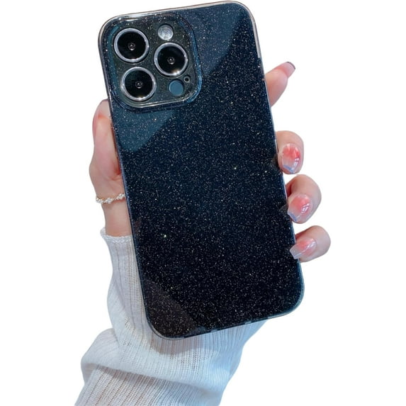 Ice Crystal Glitter Jelly Phone case, Multiple Colors Available, TPU Material, Drop-Proof and wear-Resistant, for iPhone 15 14 13 12 11 Pro Max XS XR X 7 8 SE Phone Case (Black,iPhone 14 Plus)