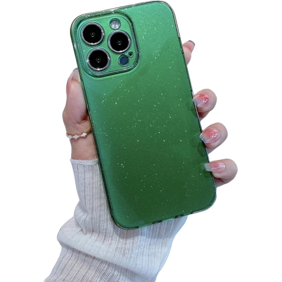 Ice Crystal Glitter Jelly Phone case, Multiple Colors Available, TPU Material, Drop-Proof and wear-Resistant, for iPhone 15 14 13 12 11 Pro Max XS XR X 7 8 SE Phone Case (Dark Green,iPhone XR)