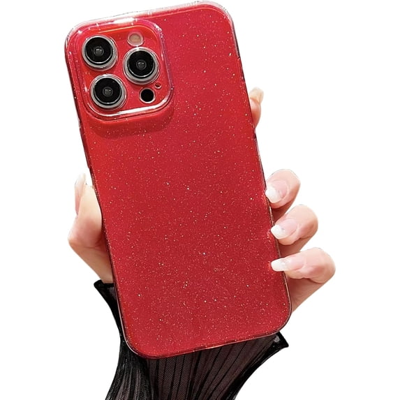 Ice Crystal Glitter Jelly Phone case, Multiple Colors Available, TPU Material, Drop-Proof and wear-Resistant, for iPhone 15 14 13 12 11 Pro Max XS XR X 7 8 SE Phone Case (Red,iPhone 15 Pro)