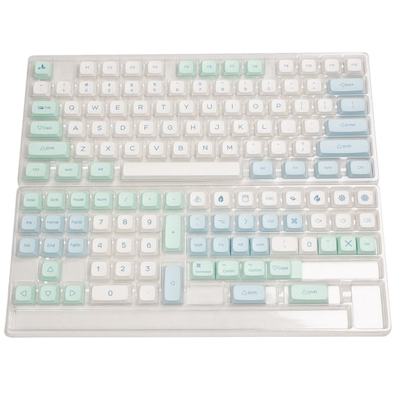 Ice Crystal Mint Keycaps Dye Sub PBT XDA Keycap for GK61/64/68/75/84//96/980/104/108 Mechanical Keyboard 135 Keys Caps