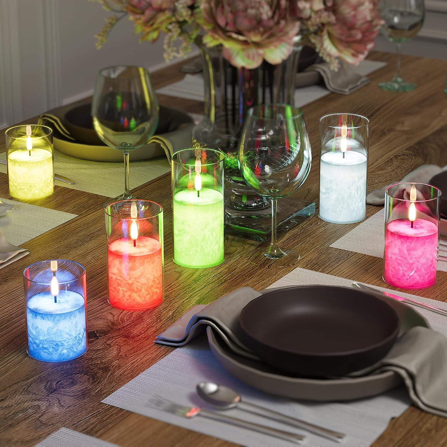 Ice Crystal Real Wax Glass Flameless Candles with Remote & Timer, Battery Operated Candles with Warm Flickering Flame, Realistic LED Candle for Wedding Home Decor [D3×H4/5"/6"] Gold, 3Pack