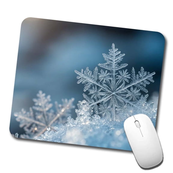 Ice Crystals Close Up Icy Snowflake Mouse Pad Low Profile Gaming Mat