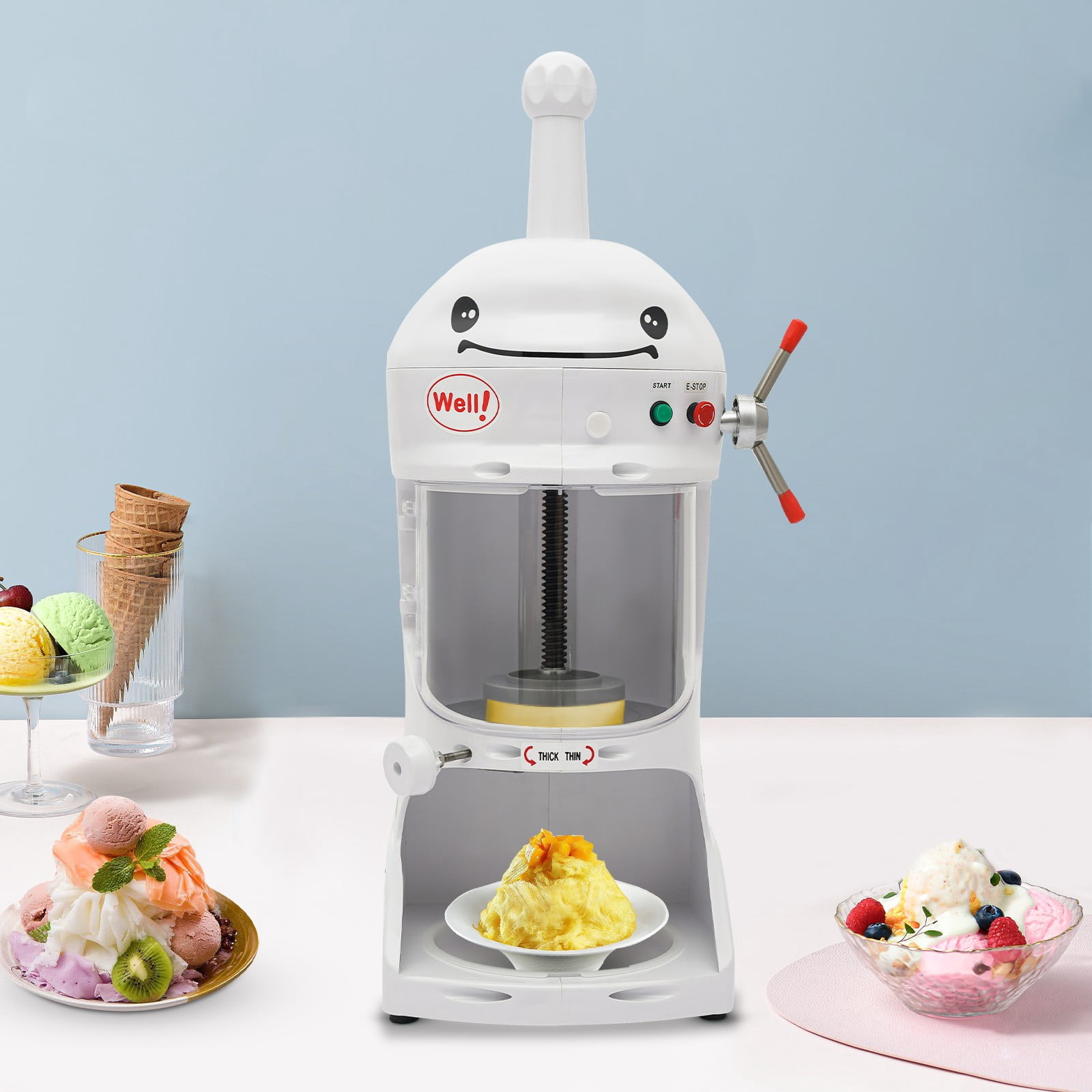 Ice Cub Shaved Ice Machine Commercial Ice Shaver Snow Cone Maker Premium 110V 350W 12.6*16.5*33.8in for Hotels, Bars, Cafes, Restaurants