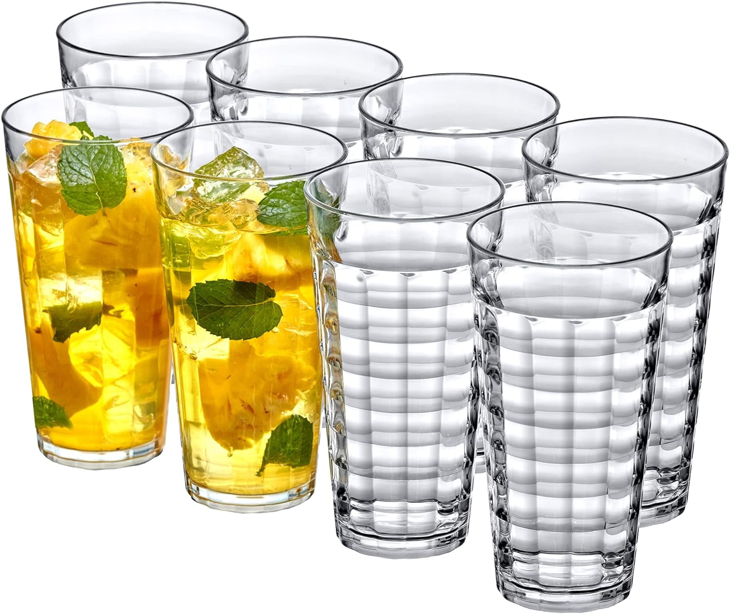 Ice Cube AllClear HighBall Plastic Tumblers Set of 8 BPAFree