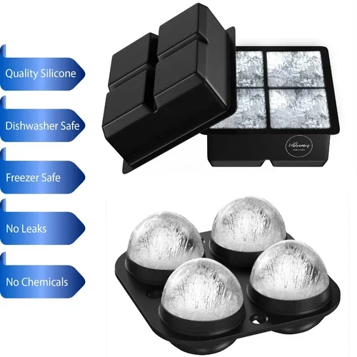 Ice Cube Balls & Cube Molds Trays Large Pack For Whiskey Xl Big Funnel Silicone