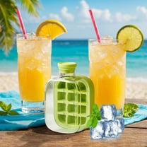Bottle 2 In 1 Tray with Lid and Straw Ice Mold Water Bottle Bin Cool Portable Press Ice Film Ice Cup Storage for Whiskey Cocktail Tea Coffee Beverages 12 Grids