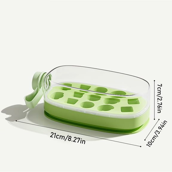 Ice Cube Bottle, 2 In 1 Touch Free Ice Cube Tray, Zero Push Release Silicone Water Bottle, Ice Mold with Lid and Storage Bin for Coffee, Juice, Cold Beverage (1PCS Green)