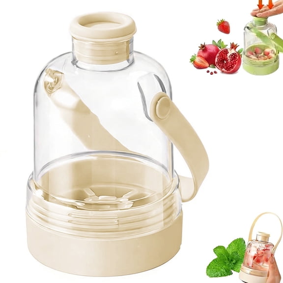 Ice Cube Bottle, 2-In-1 Ice Maker Water Bottle with Built-In Ice Tray - Multifunctional Transparent Ice Ball Maker Kettle with Handle - Portable Silicone Ice Cube Cup for Freezer, Gym, Travel & Home