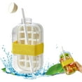 thumbnail image 1 of Ice Cube Bottle with straw 2in1 - Easy Press Ice Tray Water Bottle, Leak Proof Lid, Vertical Ice Maker for Freezer, Travel, Gym & Home Use (White, 800ml), 1 of 6