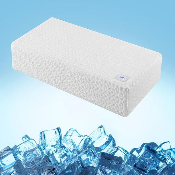 Ice Cube Cooling Pillow for Side Sleepers Memory Foam Side Sleeper Pillow Support Head & Neck for Pain Relief12"x24"x5"