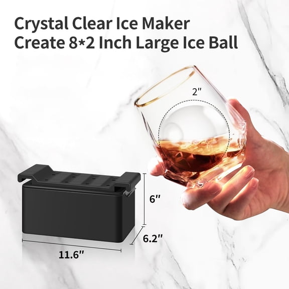 Ice Cube Maker, 8 Large Sphere  Ice Ball  for Whiskey Cocktails Bourbon, Premium Silicone  with Storage Bag