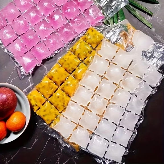 Ice Cube Maker Bags with Silicone Funnel, BPA-Free Self-Sealing Ice Cube Bags, Space Saving Ice Tray Alternative, Food-Grade LDPE, Ice Cube Mold Bags for Cold Drinks, Parties & Home Use, 50 PCS