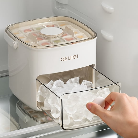 [Ice Cube Maker | Large Capacity] 1pc Desktop Ice Cube Maker | Large Capacity, Double Layer Design, Food Grade ABS | 48 Ice Cube Molds With Easy Press Lid - Essential Kitchen Gadget