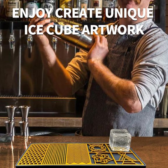 Ice Cube Maker - Modern Clear Ice Tray with Stamps for Cocktails & Bourbon - 5 Seconds per Side$$Home Decor, Kitchen, & Other