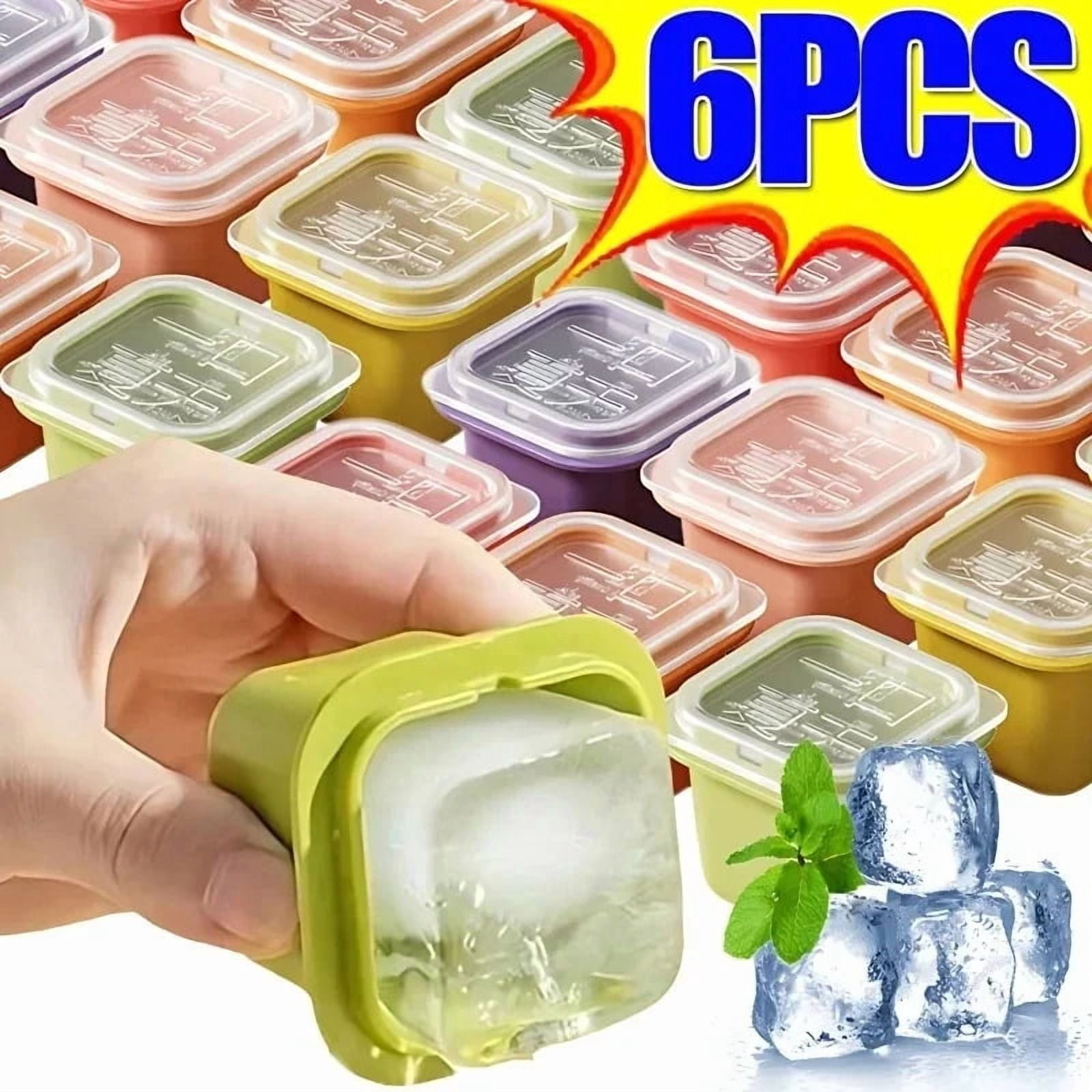 Ice Cube Maker Square Mold 6-1pcs, Reusable Mini Freezing Tray for Whiskey Beverage Bar Kitchen